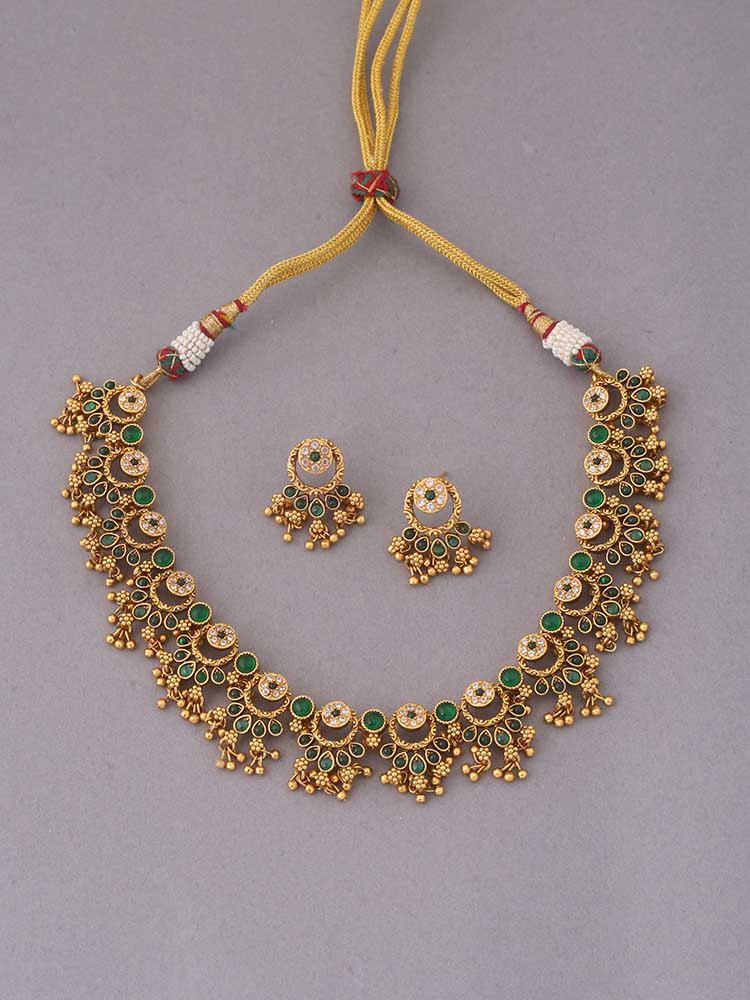 Emerald Rameswaram Temple Jewellery Set