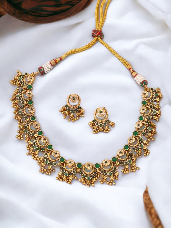 Emerald Rameswaram Temple Jewellery Set