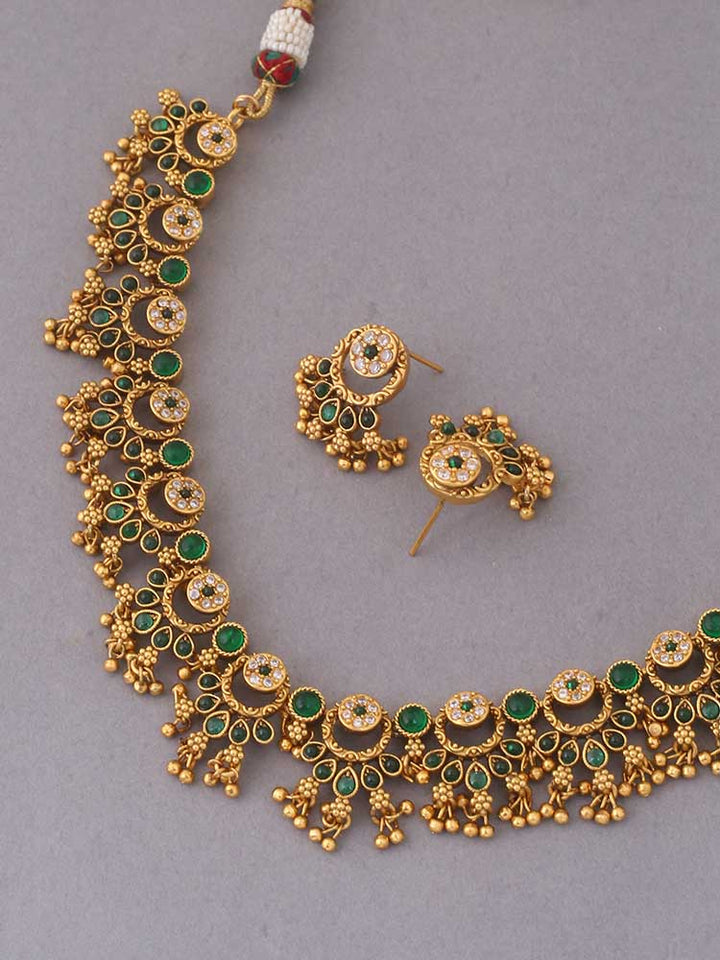 Emerald Rameswaram Temple Jewellery Set