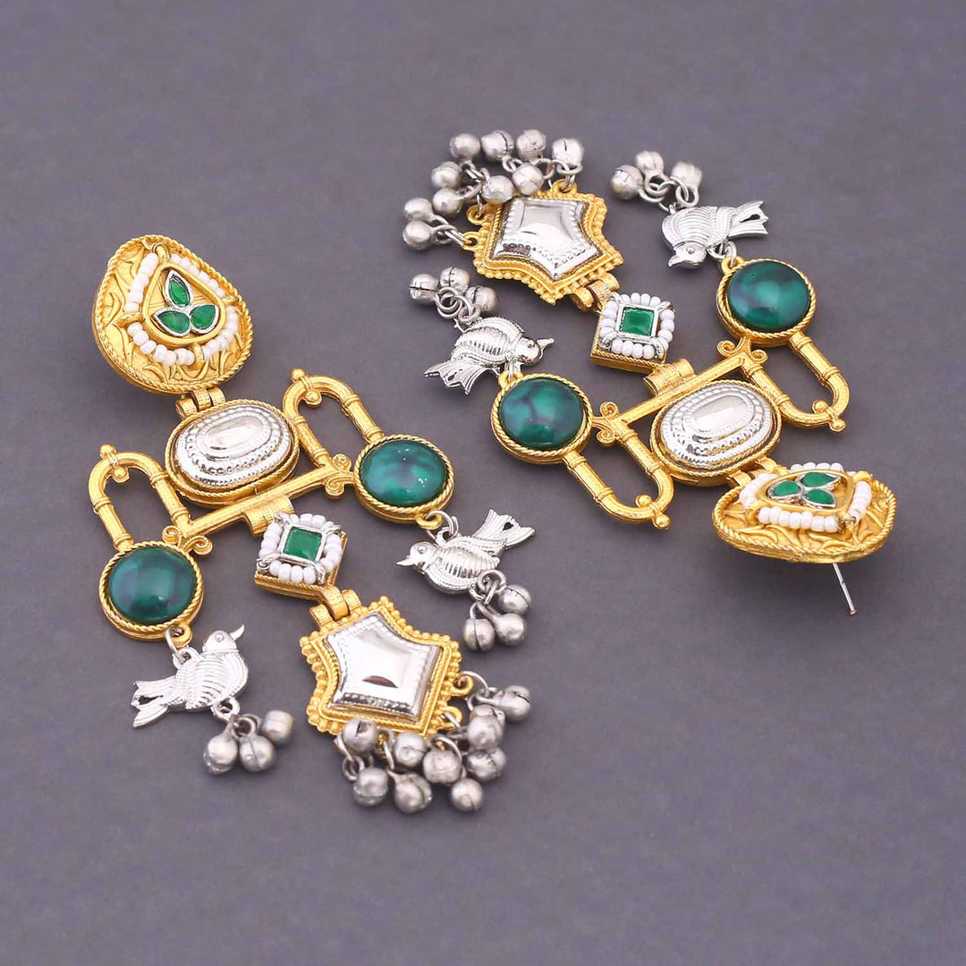 Emerald Ridhanya Oxidised Jhumkis