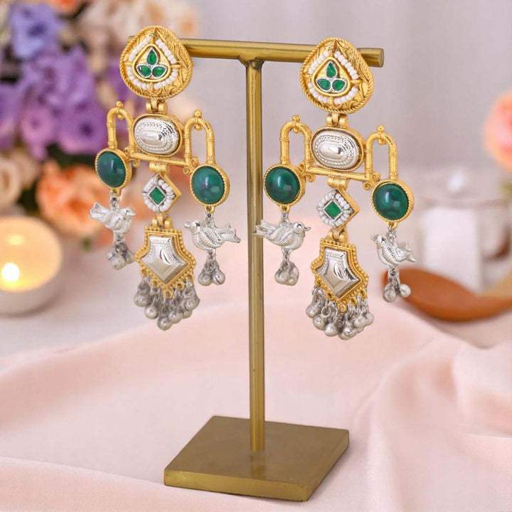 Emerald Ridhanya Oxidised Jhumkis