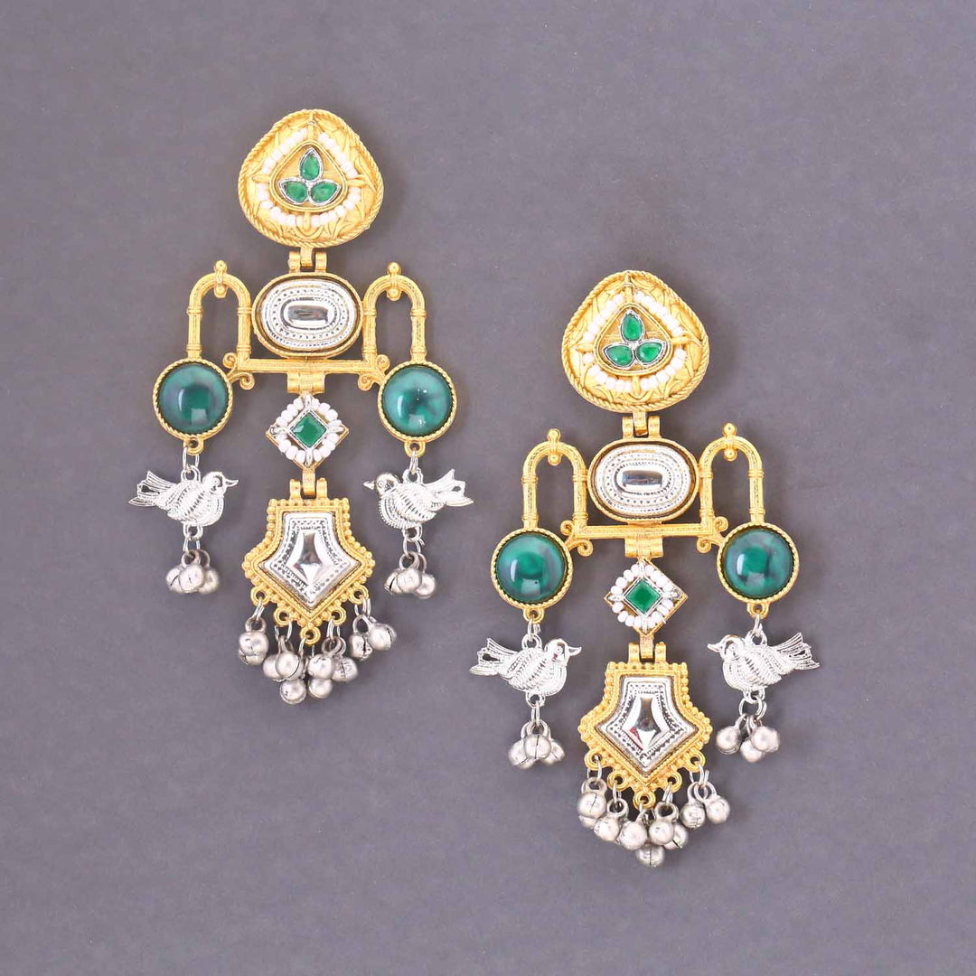 Emerald Ridhanya Oxidised Jhumkis