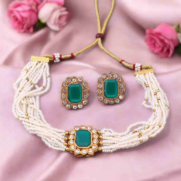 Emerald Rishna Antique Jewellery Set- New Arrival