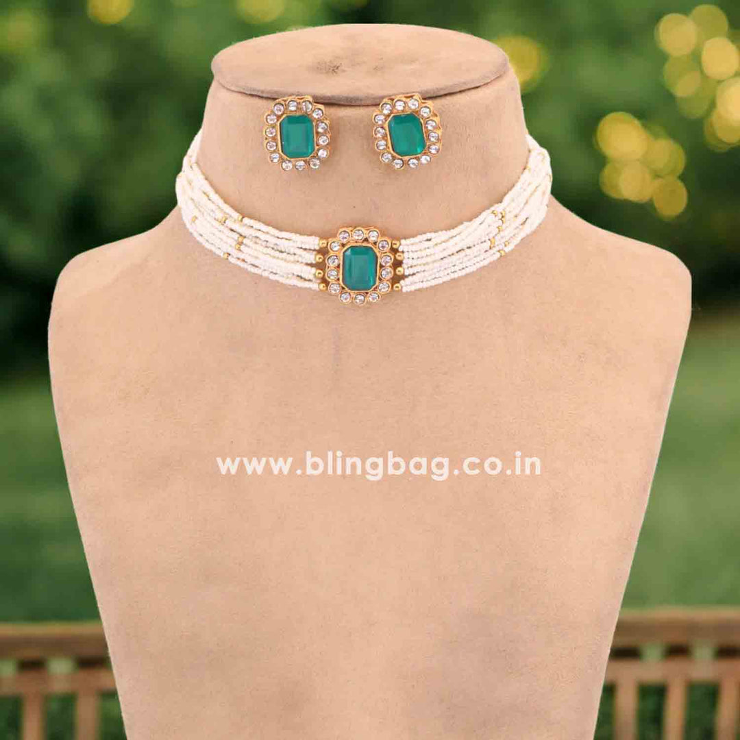 Emerald Rishna Antique Jewellery Set- New Arrival