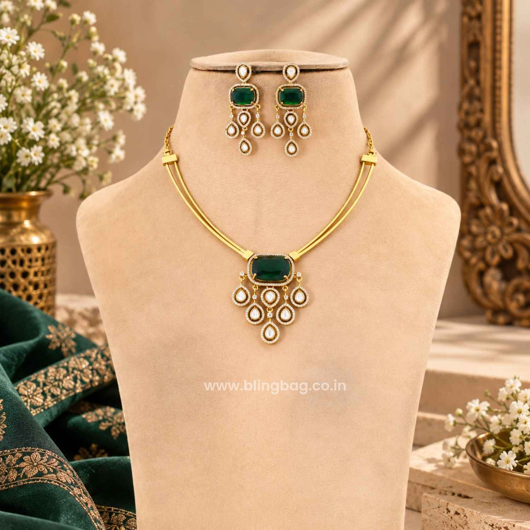 Emerald Ritisha Antique Jewellery Set- New Arrival
