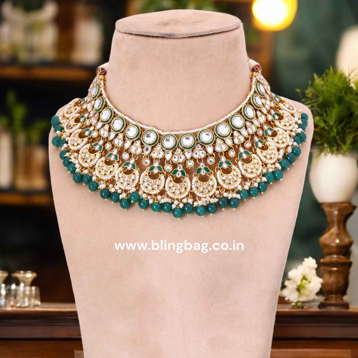 Emerald Rizveena Kundan Jewellery Set