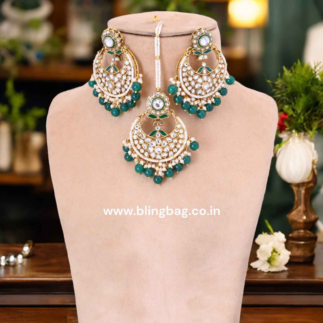 Emerald Rizveena Kundan Jewellery Set