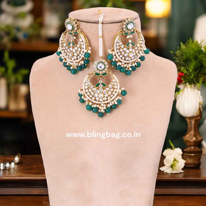 Emerald Rizveena Kundan Jewellery Set