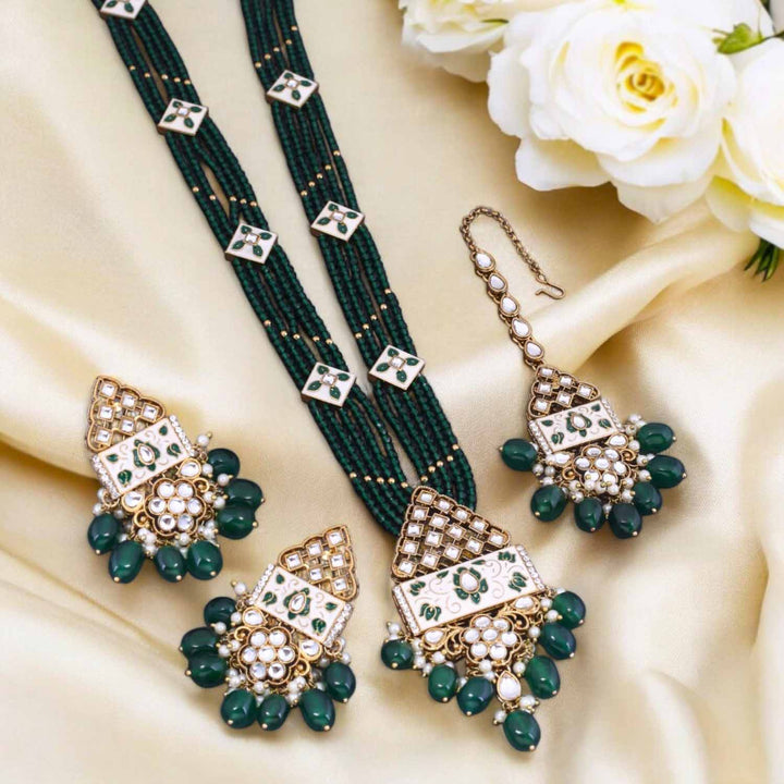 Emerald Rohaya Kundan Jewellery Set