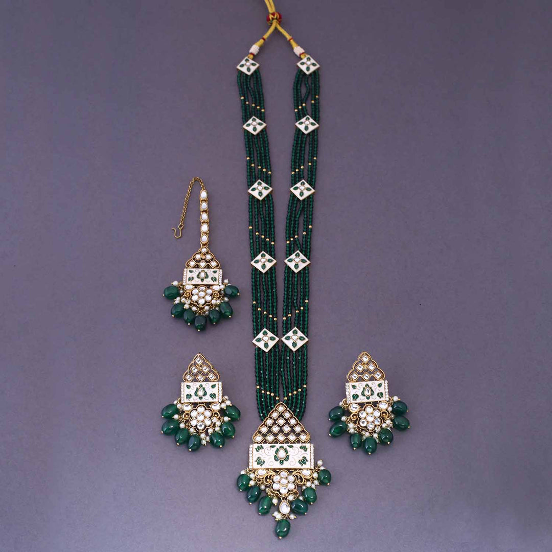 Emerald Rohaya Kundan Jewellery Set
