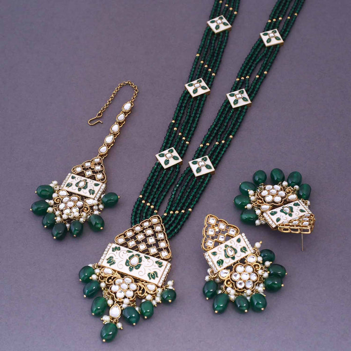 Emerald Rohaya Kundan Jewellery Set