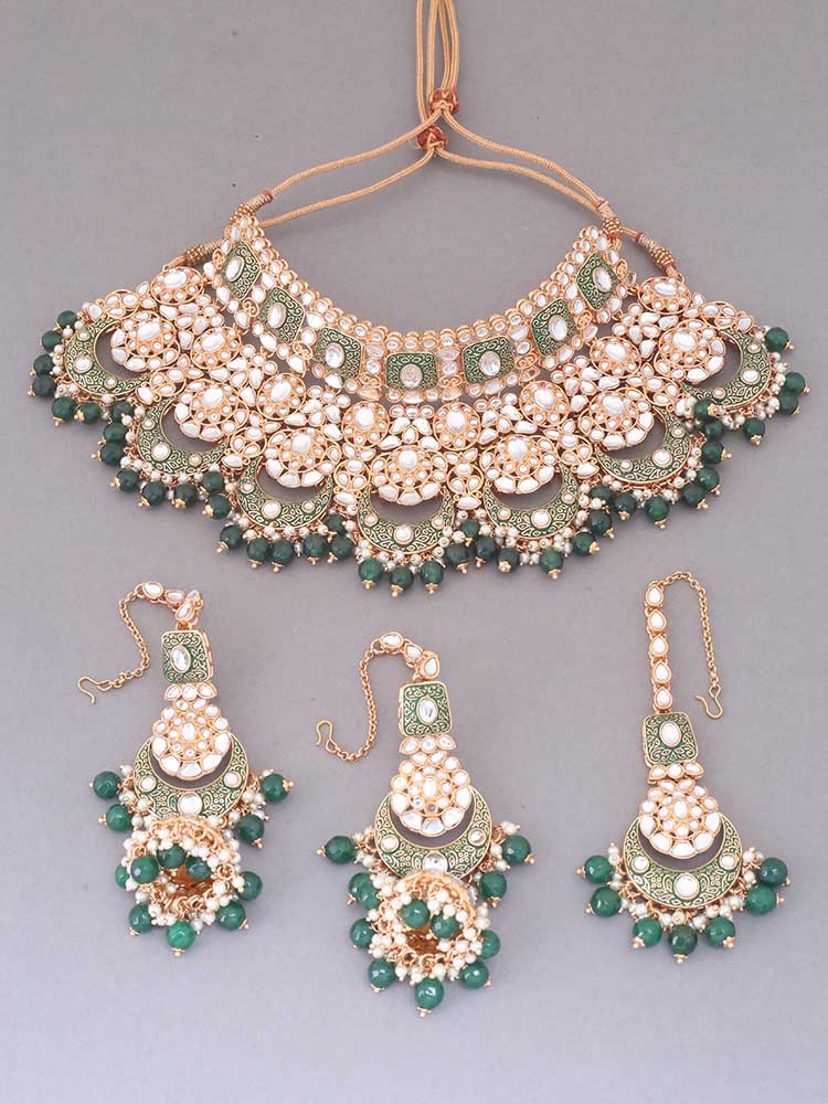 Emerald Rohira Kundan Jewellery Set