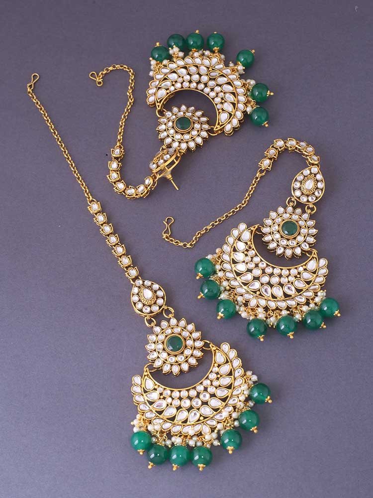 Emerald Roshni Maang Tikka Set