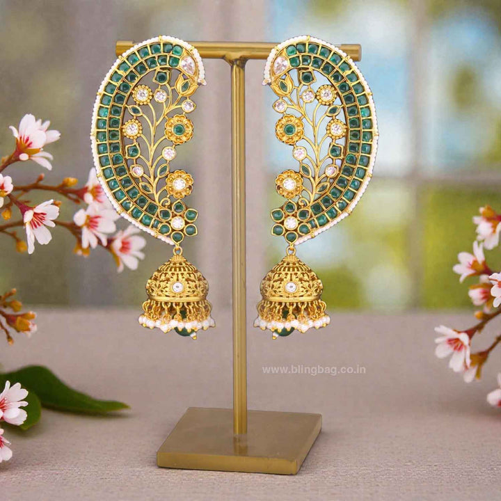 Emerald Roshnia Ear Cuff Jhumkis
