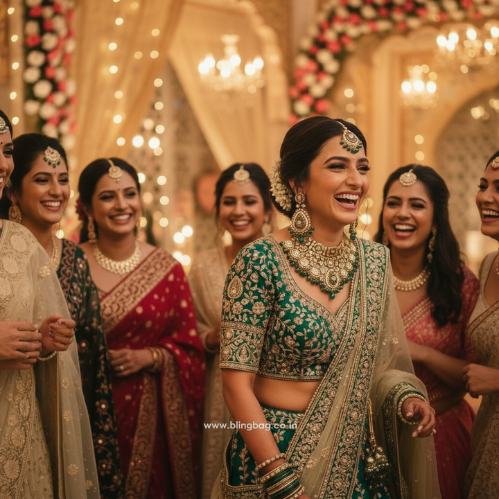 Emerald Roshnika Kundan Jewellery Set