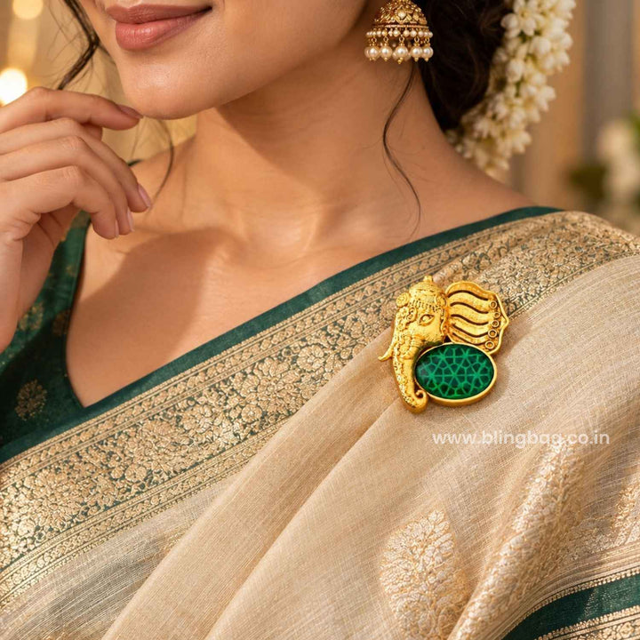 Emerald Royal Elephant Brooch