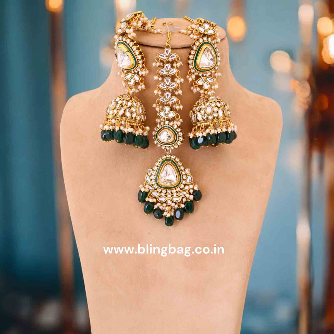 Emerald Runali Kundan Jewellery Set
