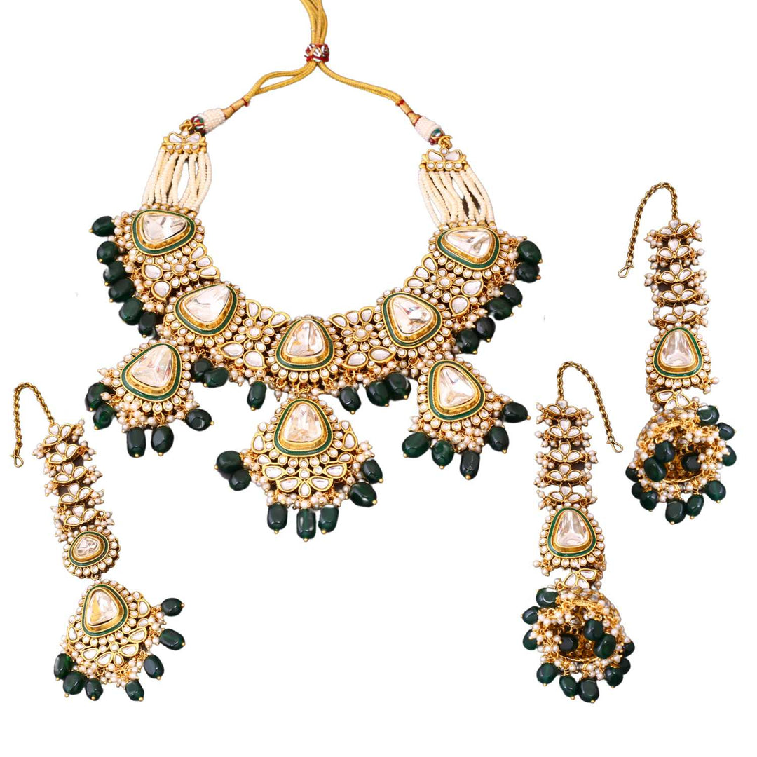 Emerald Runali Kundan Jewellery Set