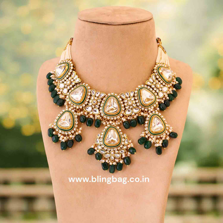 Emerald Runali Kundan Jewellery Set