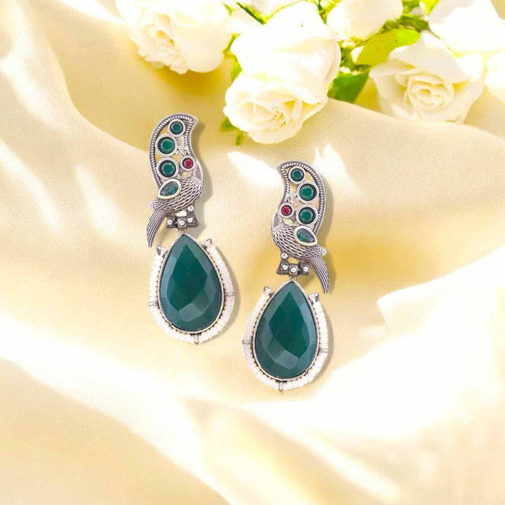 Emerald Rusha Oxidised Danglers