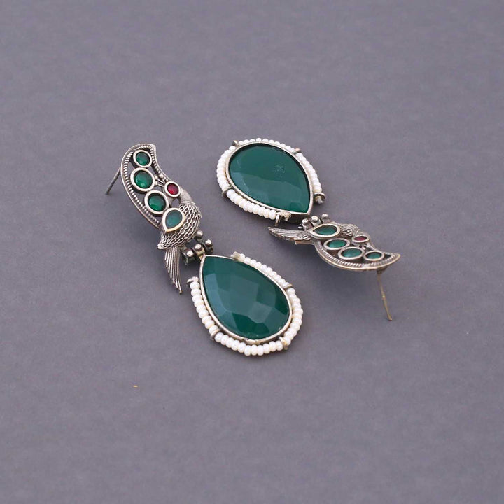 Emerald Rusha Oxidised Danglers