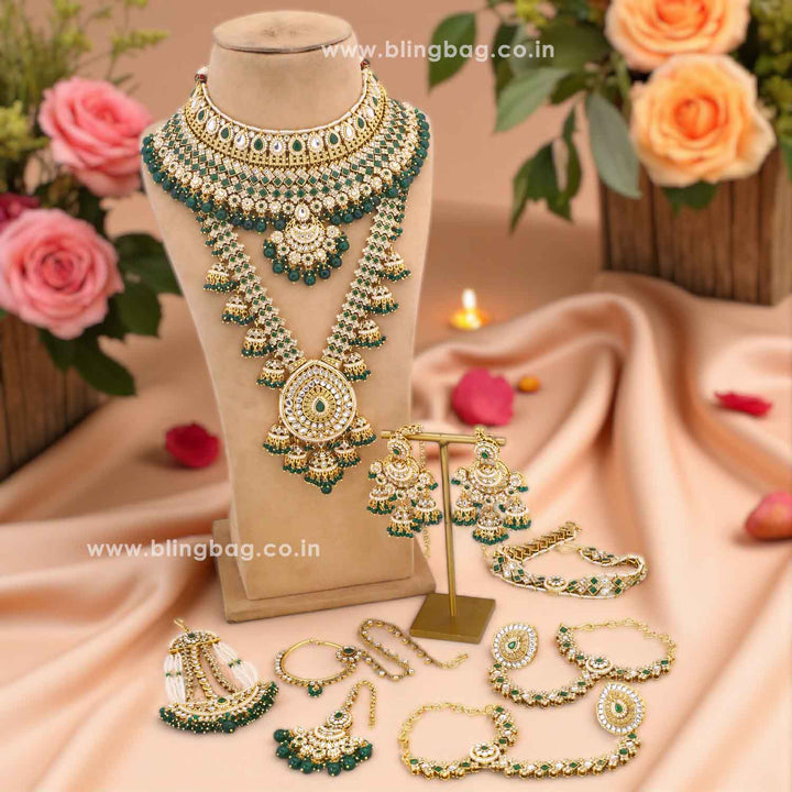 Emerald Ruvina  Kundan Bridal Jewellery Set