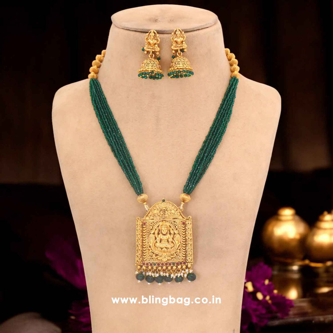 Emerald Saanvi Temple Jewellery Set - New Arrival
