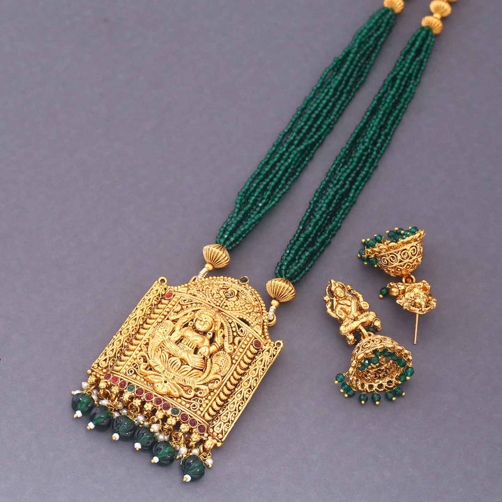 Emerald Saanvi Temple Jewellery Set - New Arrival