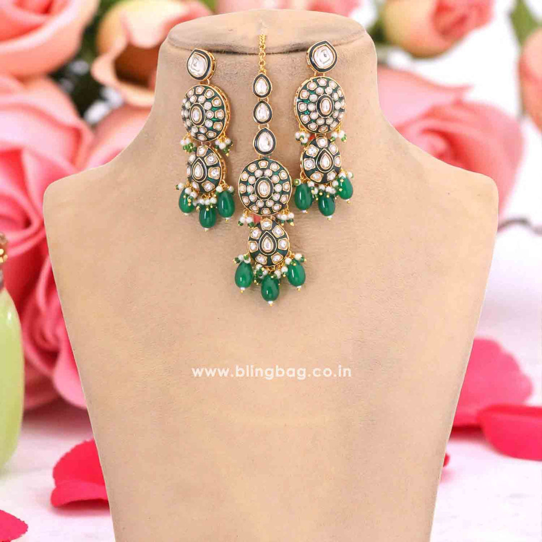 Emerald Samridhi Kundan Jewellery Set