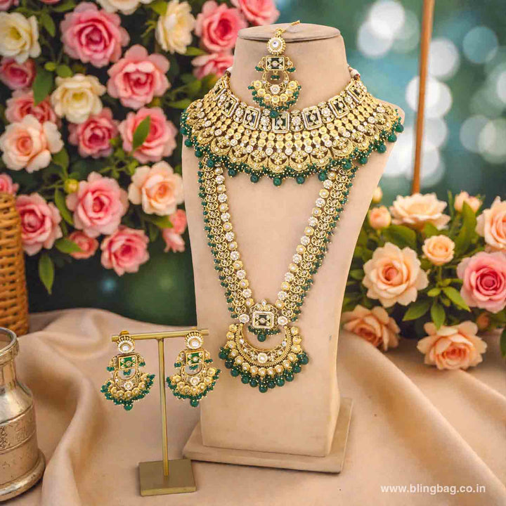 Emerald Sannidhi Kundan Bridal Jewellery Set