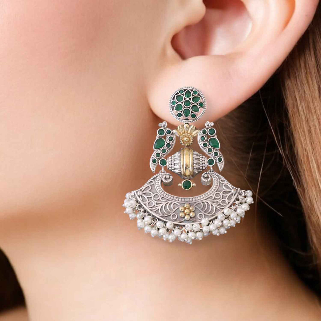 Emerald Sarasti Oxidised Chandbalis