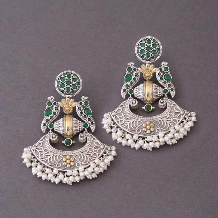 Emerald Sarasti Oxidised Chandbalis