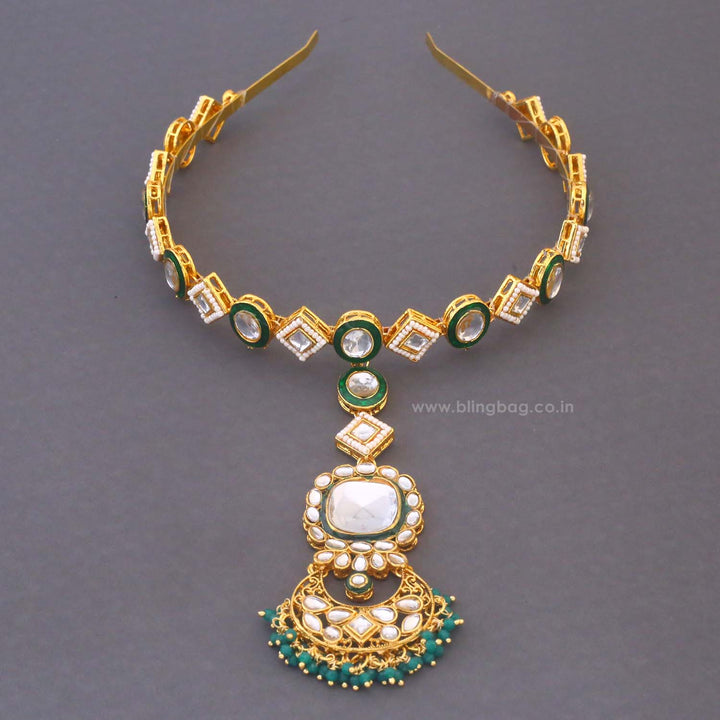 Emerald Sarita Hairband With Tikka