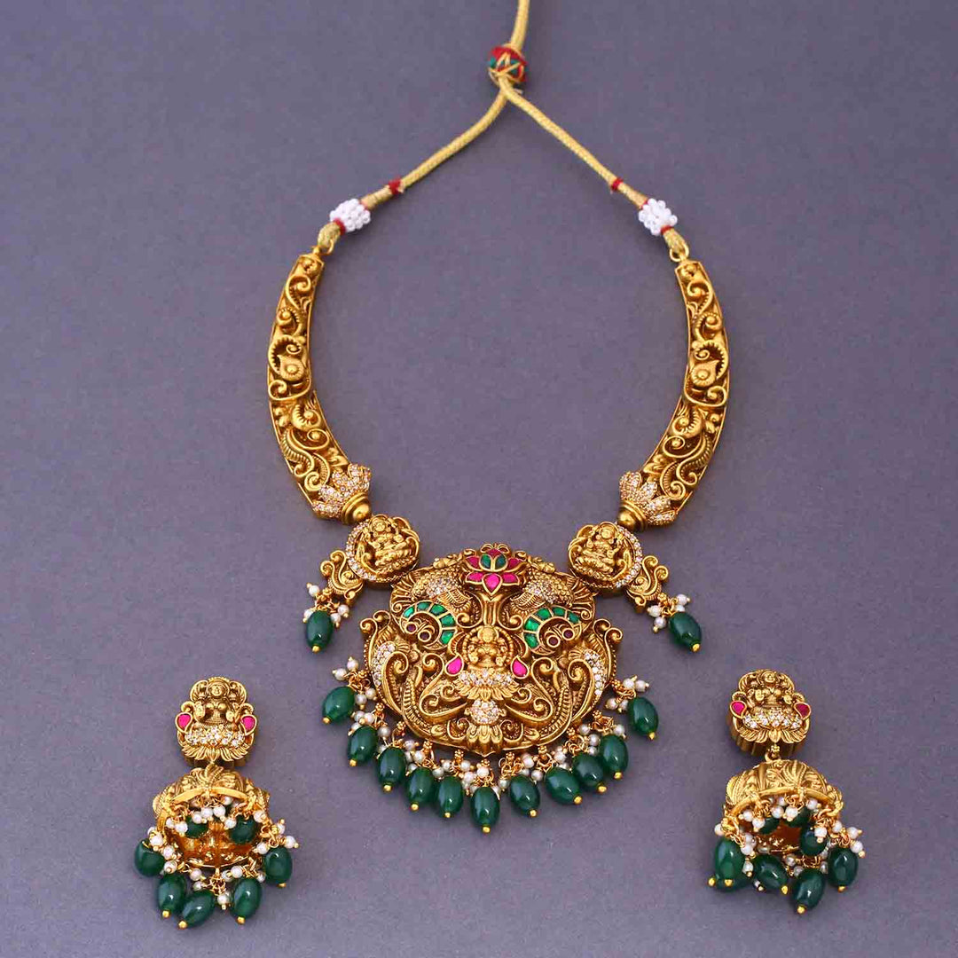 Emerald  Satyayai Hasli Temple Jewellery Set- New Arrival