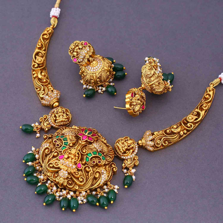 Emerald  Satyayai Hasli Temple Jewellery Set- New Arrival
