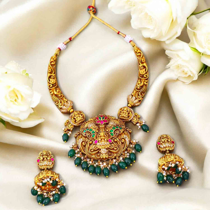 Emerald  Satyayai Hasli Temple Jewellery Set- New Arrival