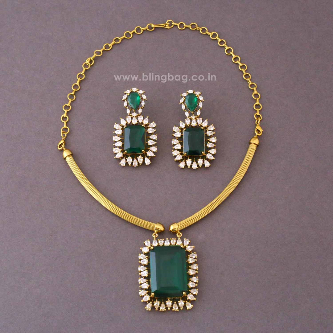 Emerald Saumika Antique Jewellery Set- New Arrival