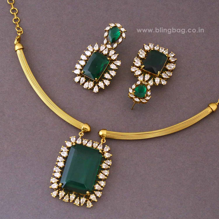 Emerald Saumika Antique Jewellery Set- New Arrival
