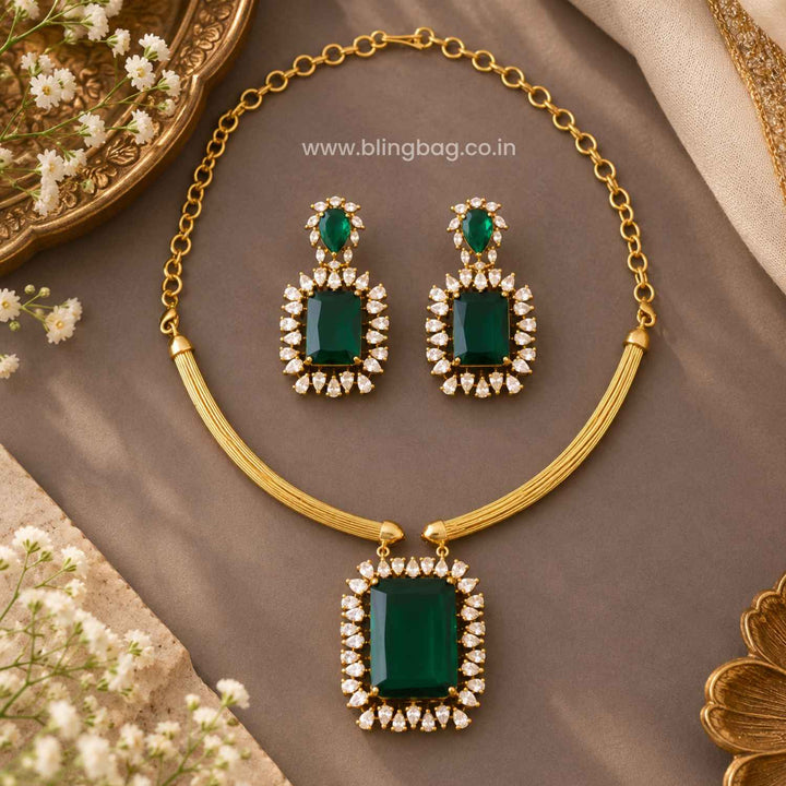 Emerald Saumika Antique Jewellery Set- New Arrival