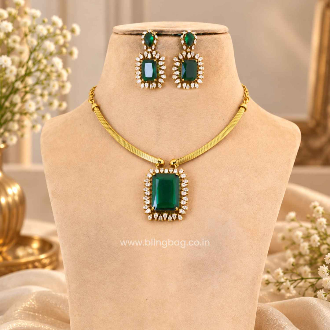 Emerald Saumika Antique Jewellery Set- New Arrival