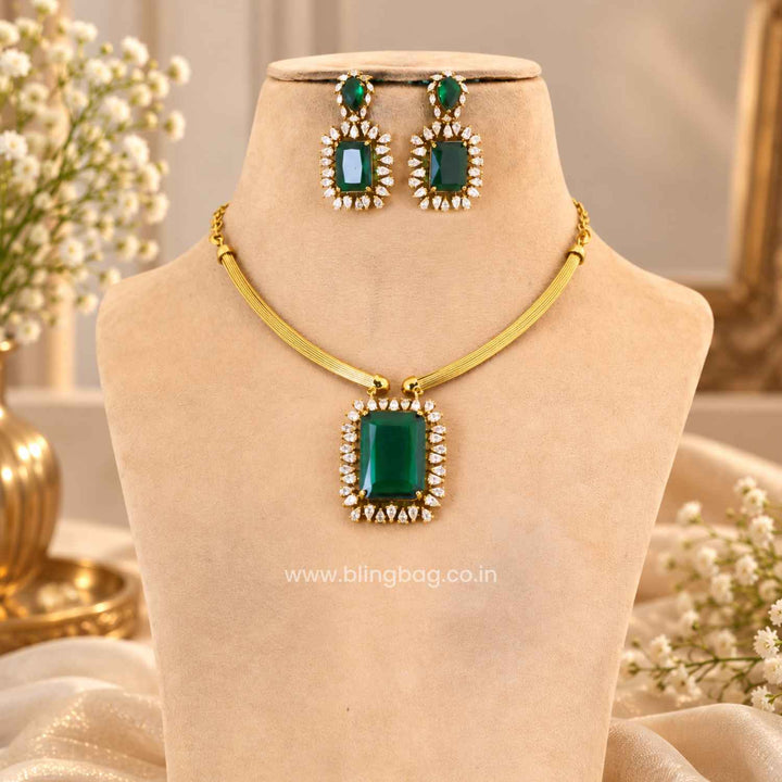 Emerald Saumika Antique Jewellery Set- New Arrival