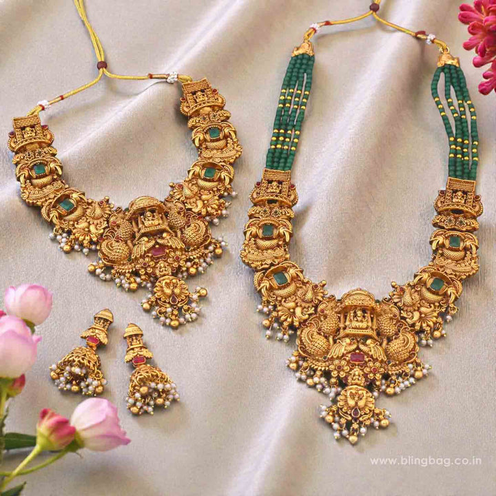 Emerald Savitriya Bridal Temple Jewellery Set - New Arrival