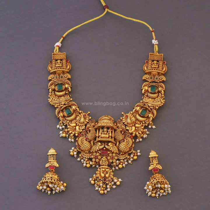Emerald Savitriya Bridal Temple Jewellery Set - New Arrival