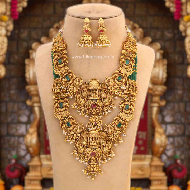 Emerald Savitriya Bridal Temple Jewellery Set - New Arrival