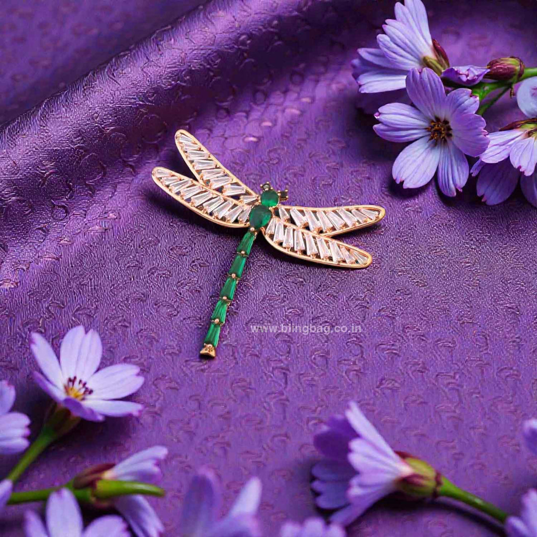 Emerald Scarlet Wing Brooch