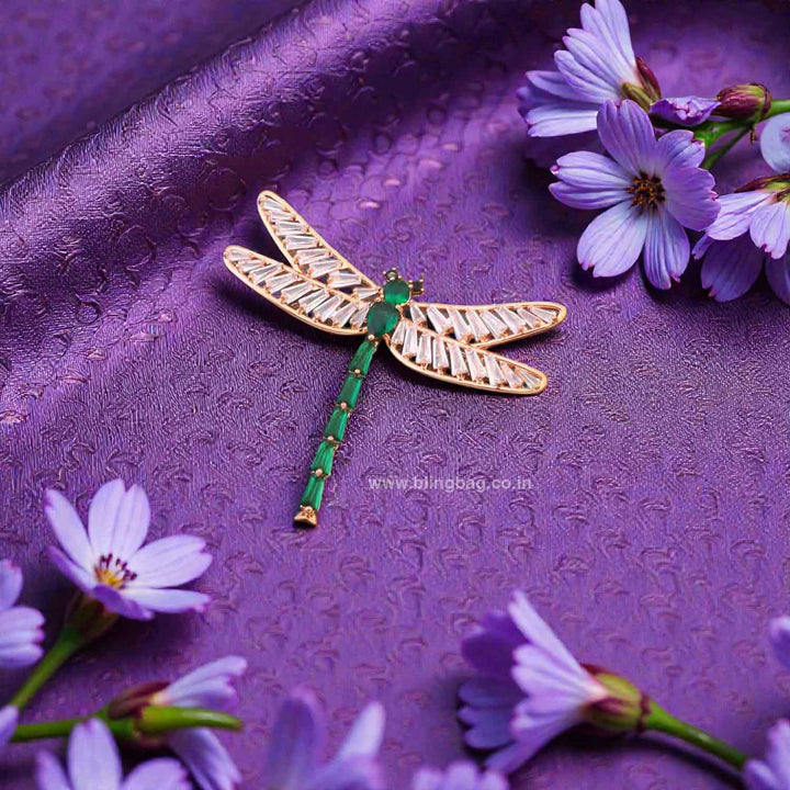 Emerald Scarlet Wing Brooch