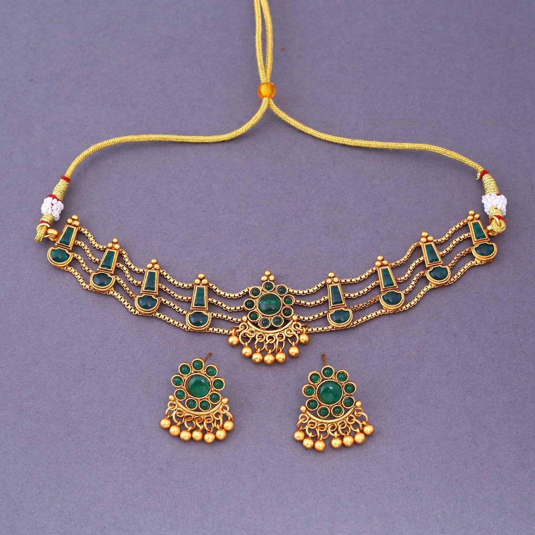 Emerald Seerat Antique Jewellery Set - New Arrival