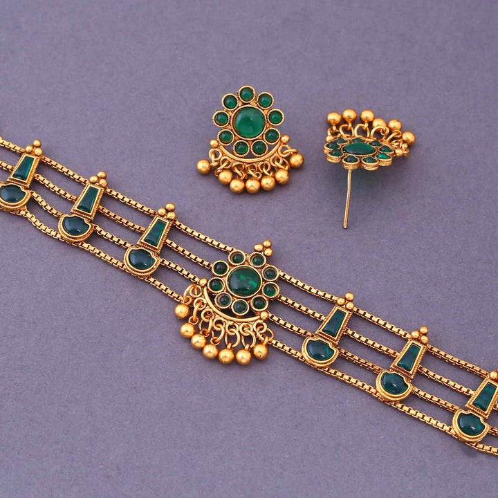 Emerald Seerat Antique Jewellery Set - New Arrival