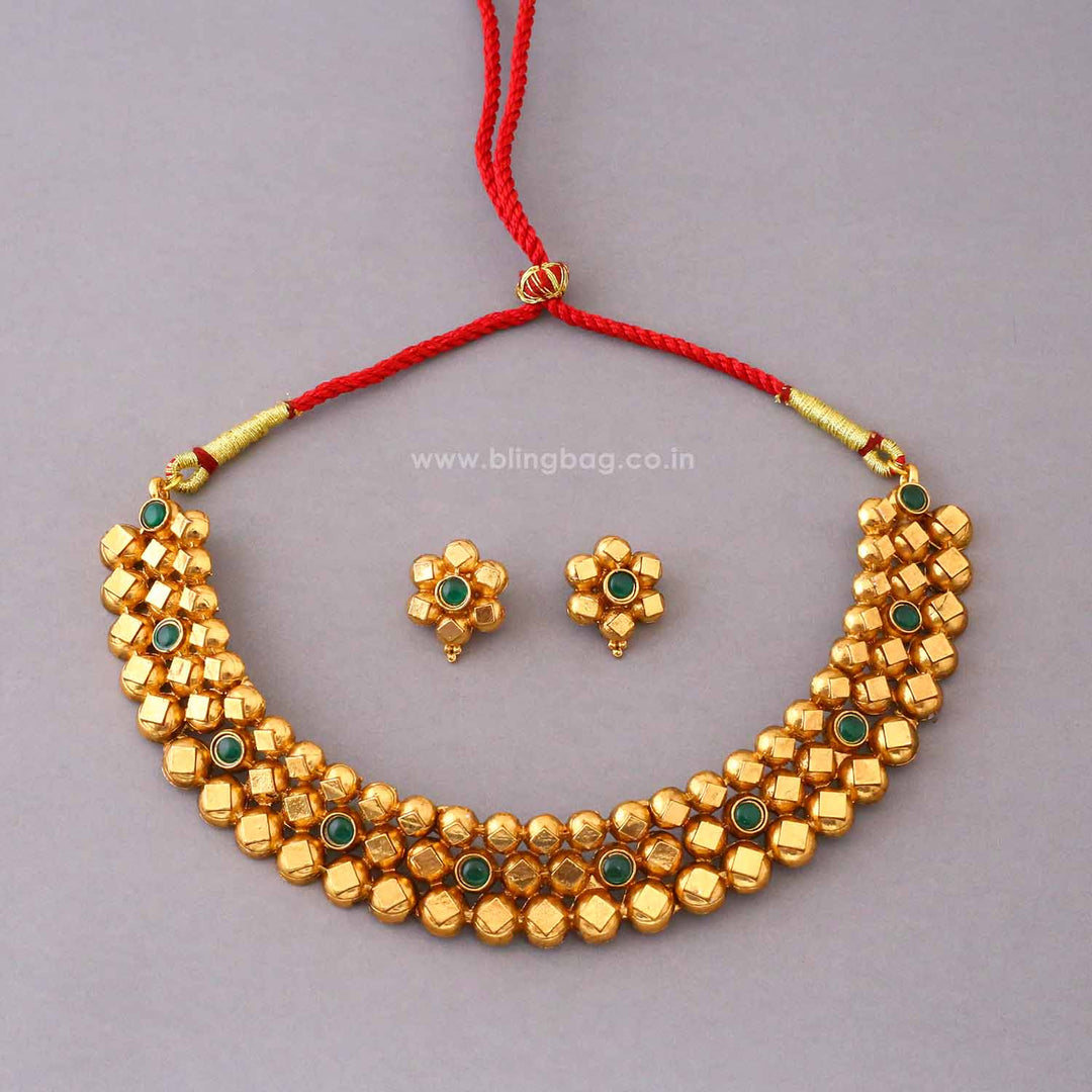 Emerald Sharvari Antique Jewellery Set- New Arrival