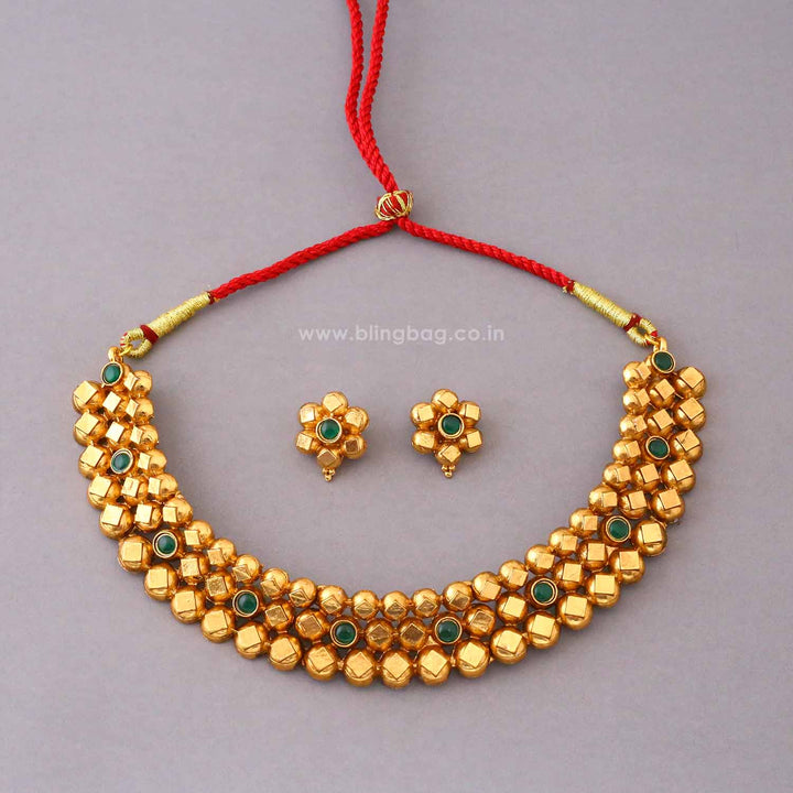 Emerald Sharvari Antique Jewellery Set- New Arrival
